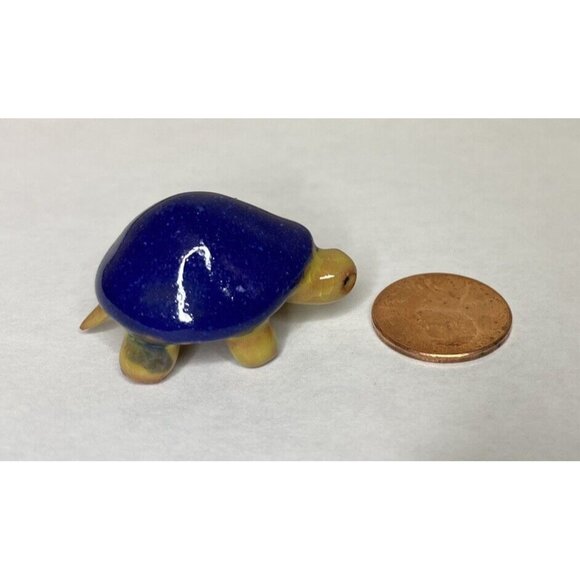 Unbranded Other - Miniature Tiny Blue Turtle Clay Figurine Dollhouse 1.5" Plant Decor
